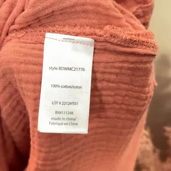 BAREFOOT DREAMS Malibu Sun Soaked Crinkle Cotton Gauze Caftan Maxi Dress {II26} - Picture 9 of 9